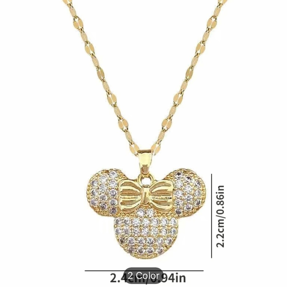 NEW IN PACKAGE! Disney Minnie Mouse Necklace SILVER TONE.ADORABLE - Picture 2 of 2